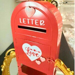 Valentine Mailbox Decor Metal Love Letter Box XOXO Hearts Cupid Home Décor NWT
